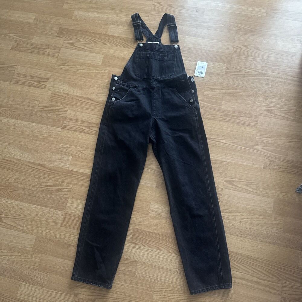 Abercrombie & Fitch $110 Small Black Denim Overall 29” Inseam 100% Cotton